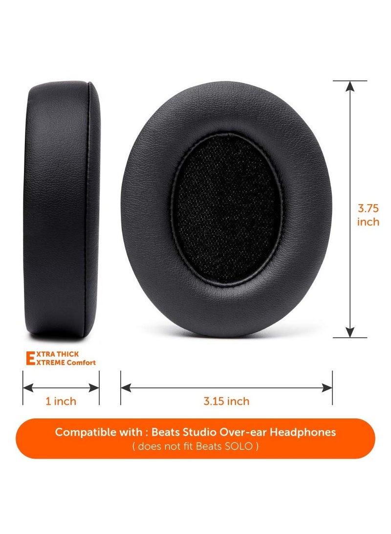 Replacement Earpads for Beats Studio 3 &Beats Studio 2 (B0500/ B0501) 2 Pieces Noise Isolation Comfortable Softer PU Leather, Enhanced Foam & Stronger Adhesive Ear Cushions (Black)  - Image 5