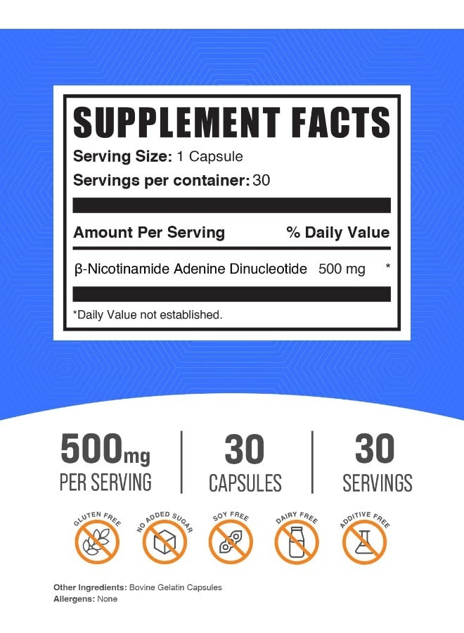 BulkSupplements NAD Capsules 500mg for Energy Support - Image 2