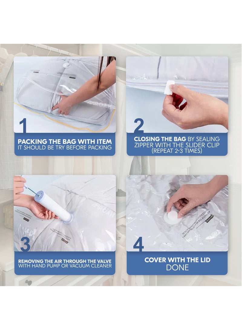 AMROAH - 15 Pack Vacuum Storage Bags with Hand Pump, 4 Small Medium Large 3 Jumbo Reusable Compression Airtight Space Saver Vacuum Bags for Clothes Travel Bedding Pillows Comforters Blankets - Image 1