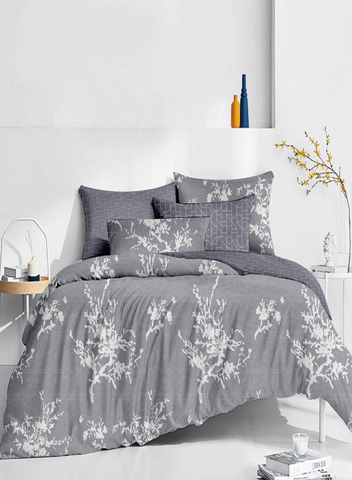 فيفوريت فيفرت طقم لحاف رمادي نقشة بألوان متعددة كينج نفرين طقم 6 قطع - Image 1