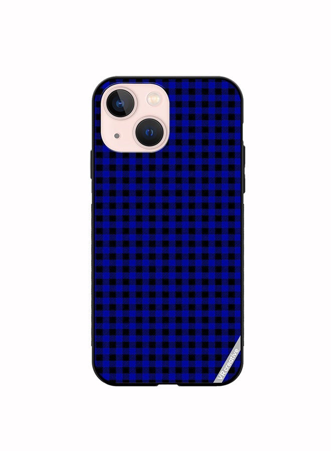 VR CREATIVE Protective Case Cover For Apple iPhone 14 Plus Blue And Black Buffalo Plaid Texture Checkered Seamless Pattern Design Multicolour - Image 1