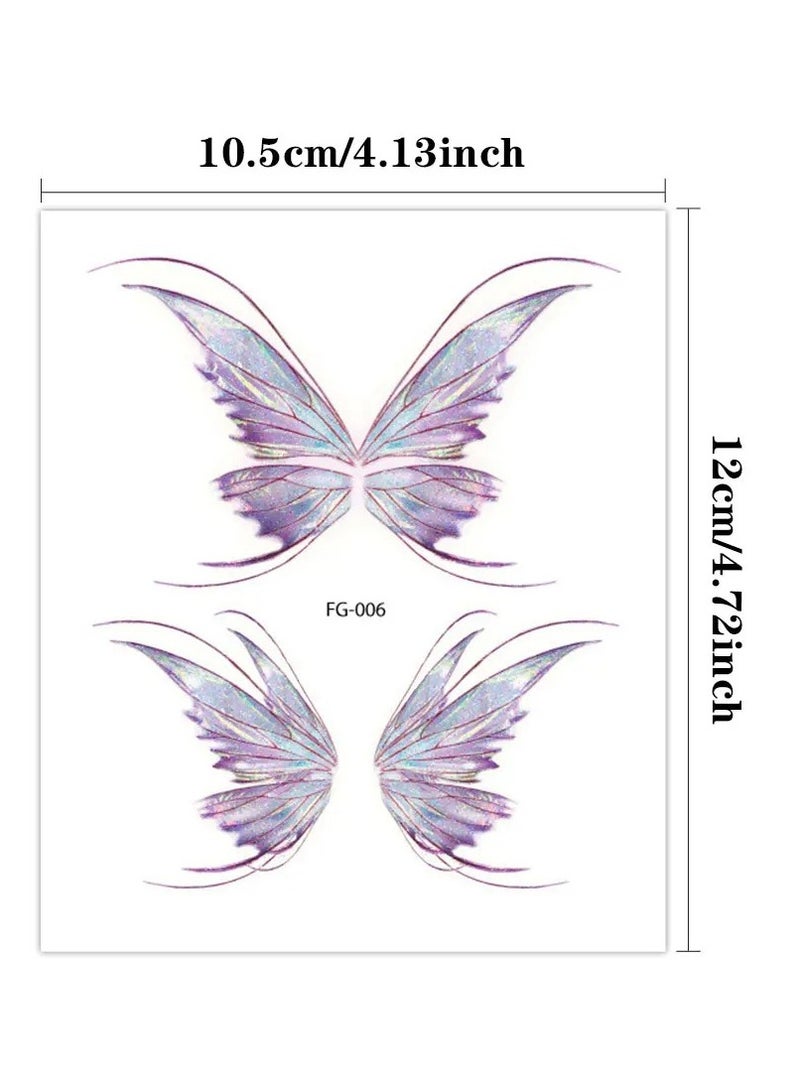 4-Piece Temporary Tattoo Stickers,3D Fairy Butterfly Wings – Waterproof Glitter Temporary Body Art for Women’s Makeup, Dance & Music Festivals  - Image 2