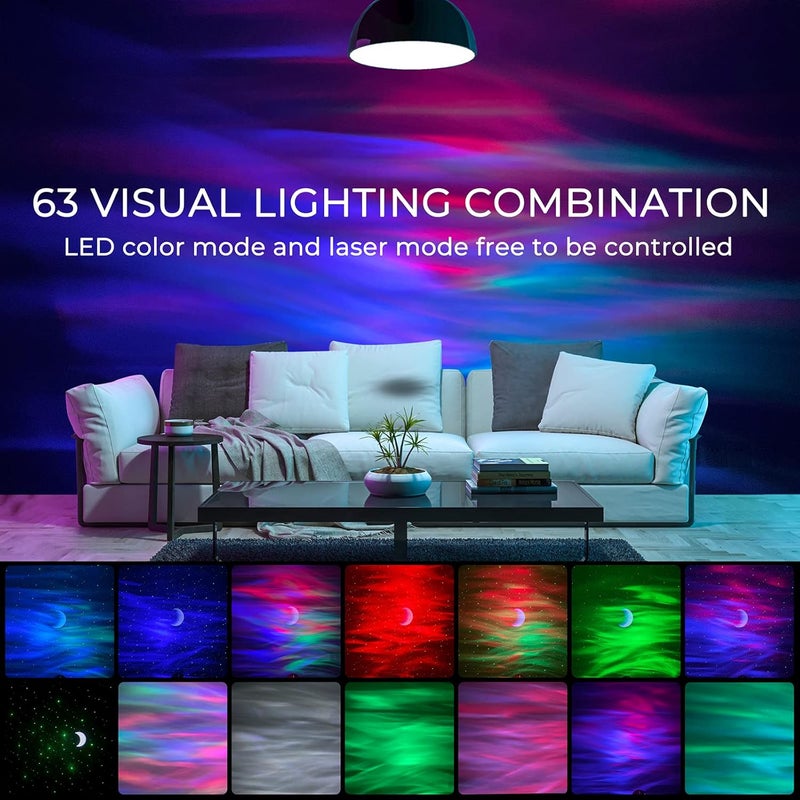 MERTTURM Galaxy Aurora Projector, 3 in 1 LED Northern Lights Star Projector, 6 White Noise Starry Moon Light with Bluetooth Speaker for Adult Kids Gift, Bedroom, Room Decor - Image 2