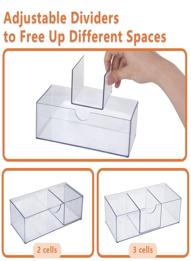 DIBALIYI 1PCS Square Qtip Holder Dispenser, Clear Cotton Ball Holder With Compartments, Stackable Cotton Pad Container, Cosmetic Organizer for Bathroom Canisters Vanity Makeup (1pc separate) - Image 2