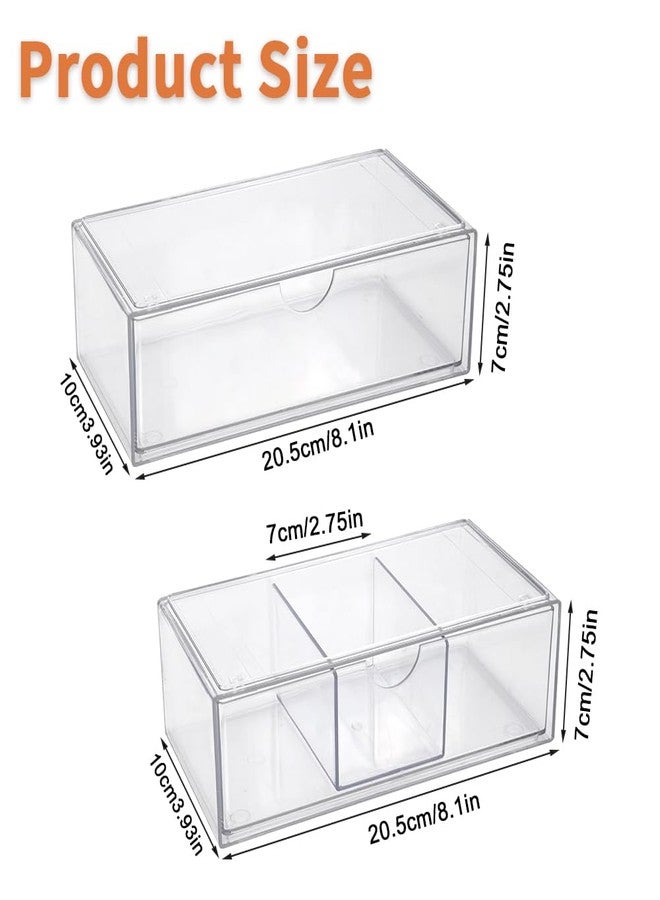 DIBALIYI 1PCS Square Qtip Holder Dispenser, Clear Cotton Ball Holder With Compartments, Stackable Cotton Pad Container, Cosmetic Organizer for Bathroom Canisters Vanity Makeup (1pc separate) - Image 5