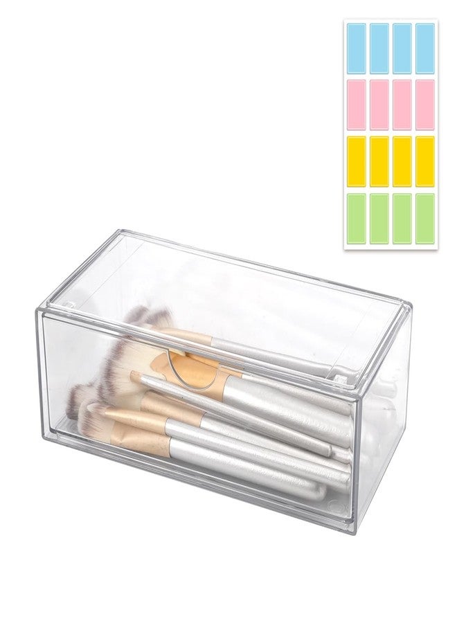 DIBALIYI 1PCS Square Qtip Holder Dispenser, Clear Cotton Ball Holder With Compartments, Stackable Cotton Pad Container, Cosmetic Organizer for Bathroom Canisters Vanity Makeup (1pc separate) - Image 1