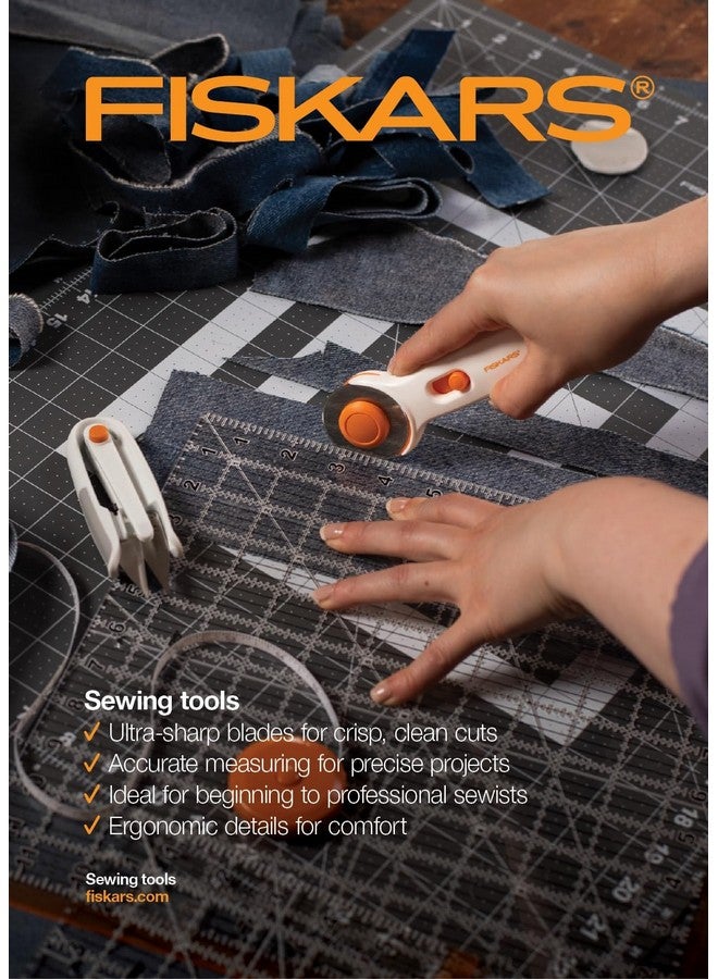 Fiskars 45mm Rotary Cutter for Fabric, Premium Steel Stick Fabric Cutter Cuts Through Multiple Layers, Right and Left Handed, Easy and Safe Blade Change, Arts and Crafts, Sewing and Quilting Tools - Image 5