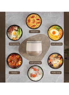 Hihonor Portable Mini Rice Cooker, 1.8 Litre Small Electric Hot Pot Ramen Cooker, Travel, Office, Multifunctional, For Cooking Rice, Soup, Dormitory for 1-2 People, Light Brown  - Image 4