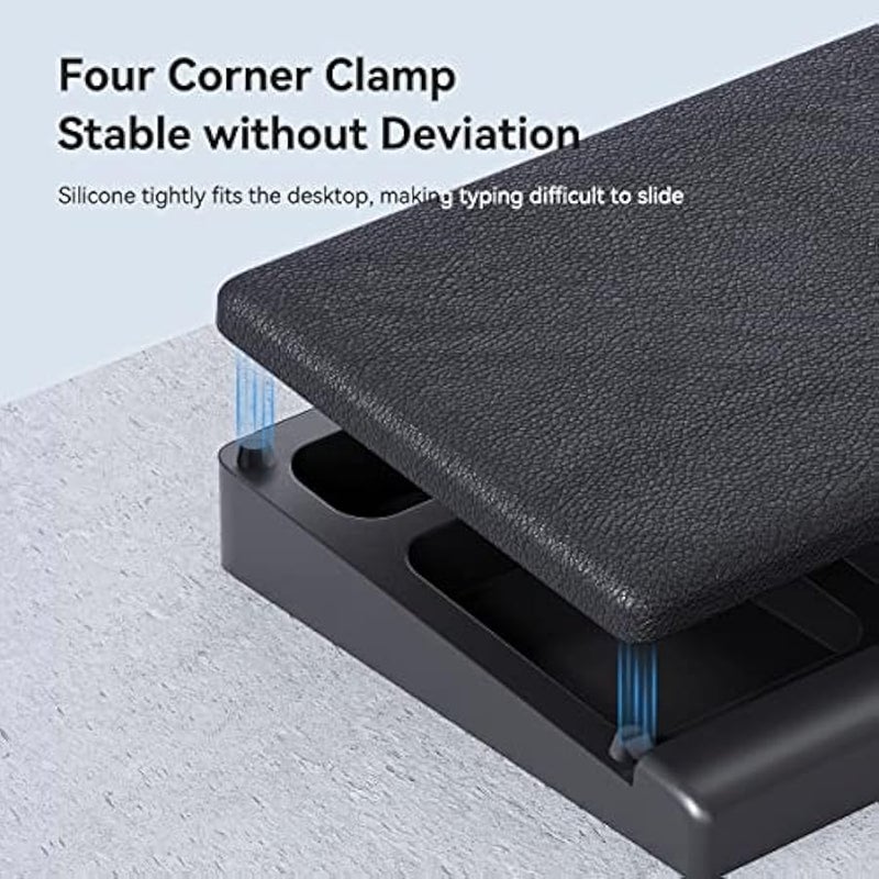 أنكوفو هاغي بيس مسند معصم للكيبورد مع حافظة تخزين مقسمة لسطح المكتب، رغوة الذاكرة الناعمة المريحة، قاعدة مطاطية مضادة للانزلاق لكيبورد الكمبيوتر واللابتوب والمكتب والمنزل (اسود) - Image 4