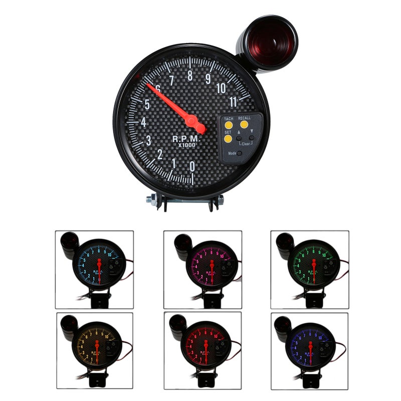 5 Inch Tachometer Gauge: High Precision, Adjustable 7-Color LED Backlight, Smoked Lens - Invisible Dial Off Mode, 0-11000 RPM for Car Use - Image 5