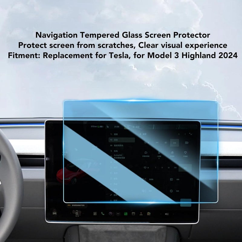 ZJchao 2Pcs Tempered Glass Screen Protector for Highland 2024, 15in Main & 8in Rear Display, Easy Install, Clear (HD) - Image 3