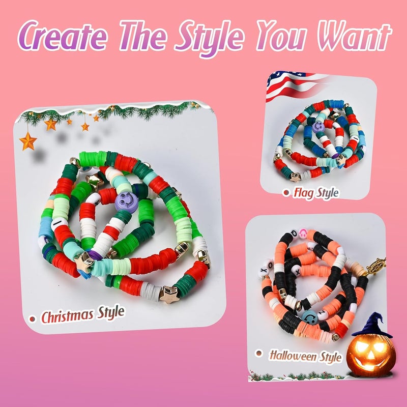 Gbivbe 6000 Pcs Clay Beads for Bracelet Making Kit, Gbivbe Polymer Clay Beads Jewelry Making Kit for Girls, Clay Bead Set with Letter Beads, 24 Colors Flat Round Heishi Beads for Necklace DIY Craft - Image 5