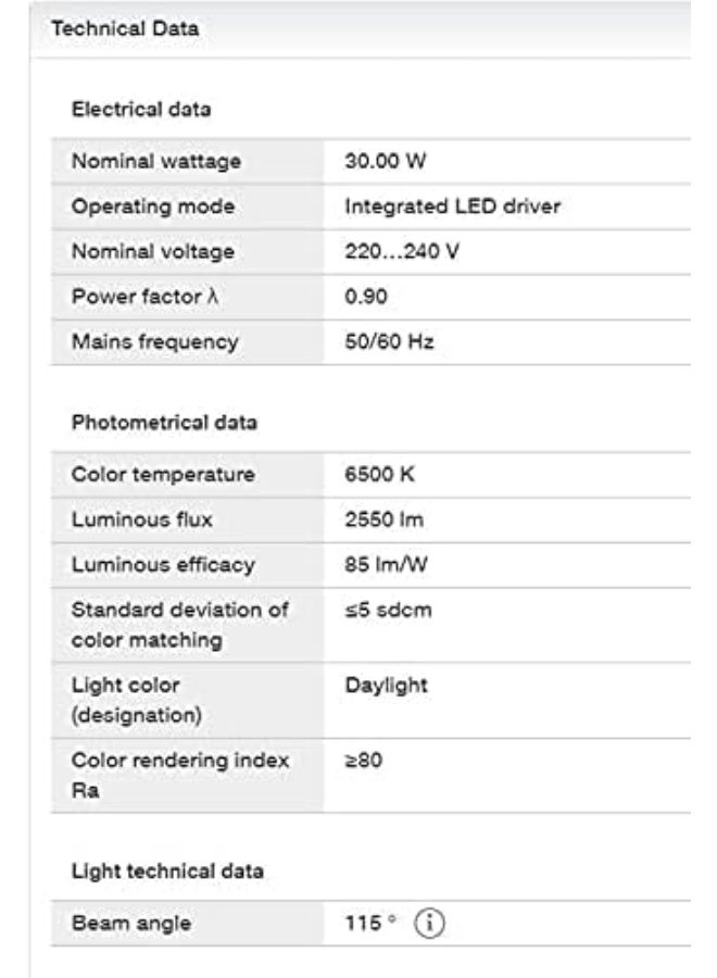 OSRAM مصباح الفيض الإيكولوجي من ليدفانس، تصميم خفيف الوزن ونحيف، مقاوم للماء IP65 (30 واط، 6500 كيلفن، 2550 لومن ضوء النهار) - Image 2