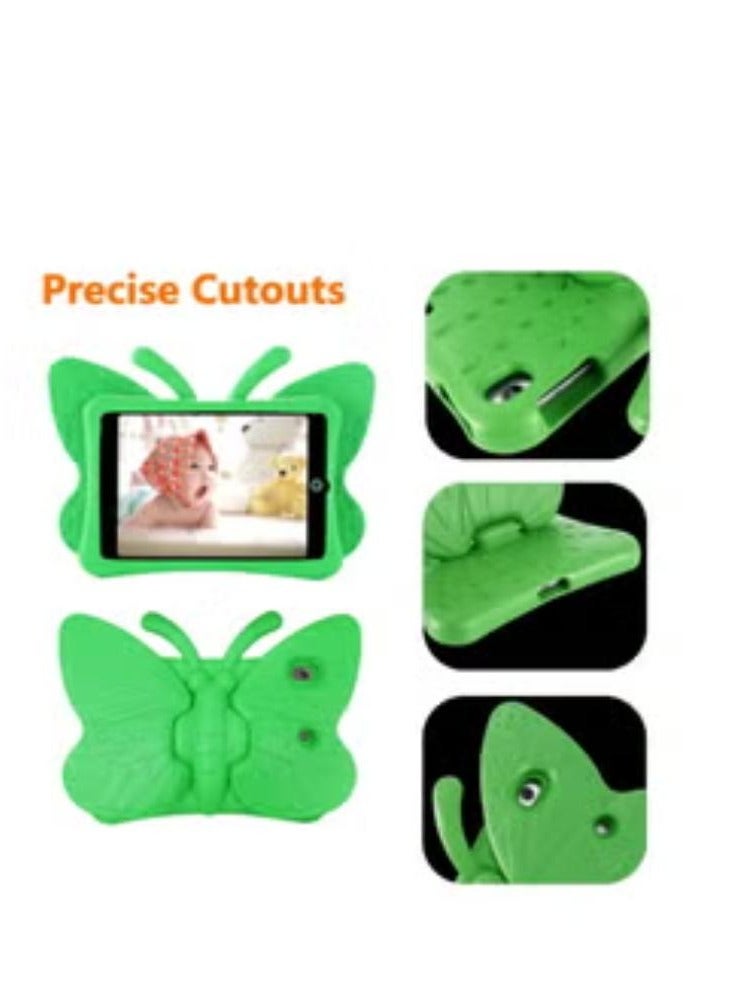 iPad 9th 8th 7th Generation Case Kids Girls, Cute Butterfly Shockproof EVA Foam Super Protection Stand Cover for iPad 2021 2020 2019 10.2" and iPad Air 3 Pro 10.5" - Green - Image 2