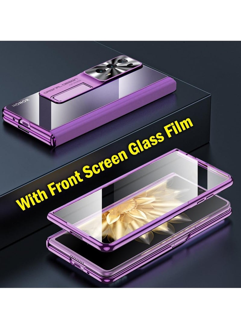 general Honor Magic V2 Cover: Sleek Clear Electroplated Stand Protective Phone Case with Hinge Protection - Anti-Scratches Elegant Luxury Case for Honor Magic V2 2023 - Image 4