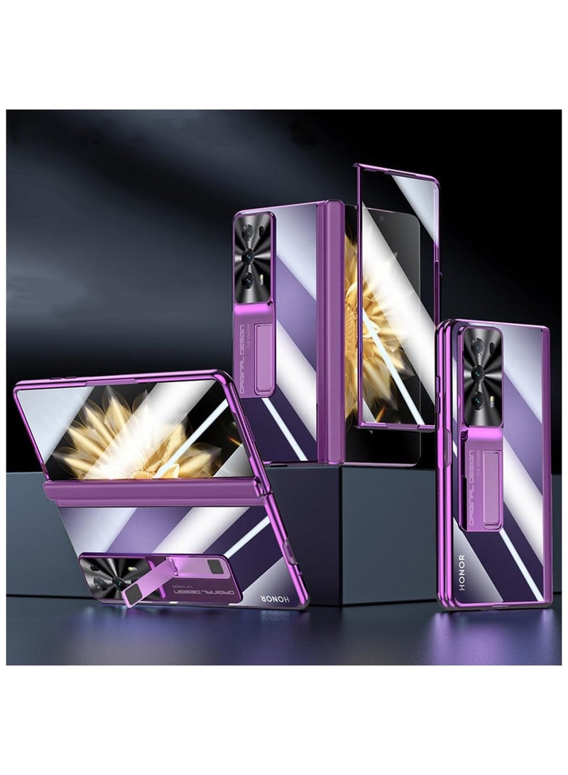 general Honor Magic V2 Cover: Sleek Clear Electroplated Stand Protective Phone Case with Hinge Protection - Anti-Scratches Elegant Luxury Case for Honor Magic V2 2023 - Image 1