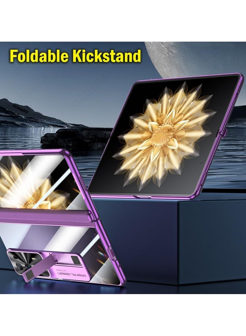 general Honor Magic V2 Cover: Sleek Clear Electroplated Stand Protective Phone Case with Hinge Protection - Anti-Scratches Elegant Luxury Case for Honor Magic V2 2023 - Image 2