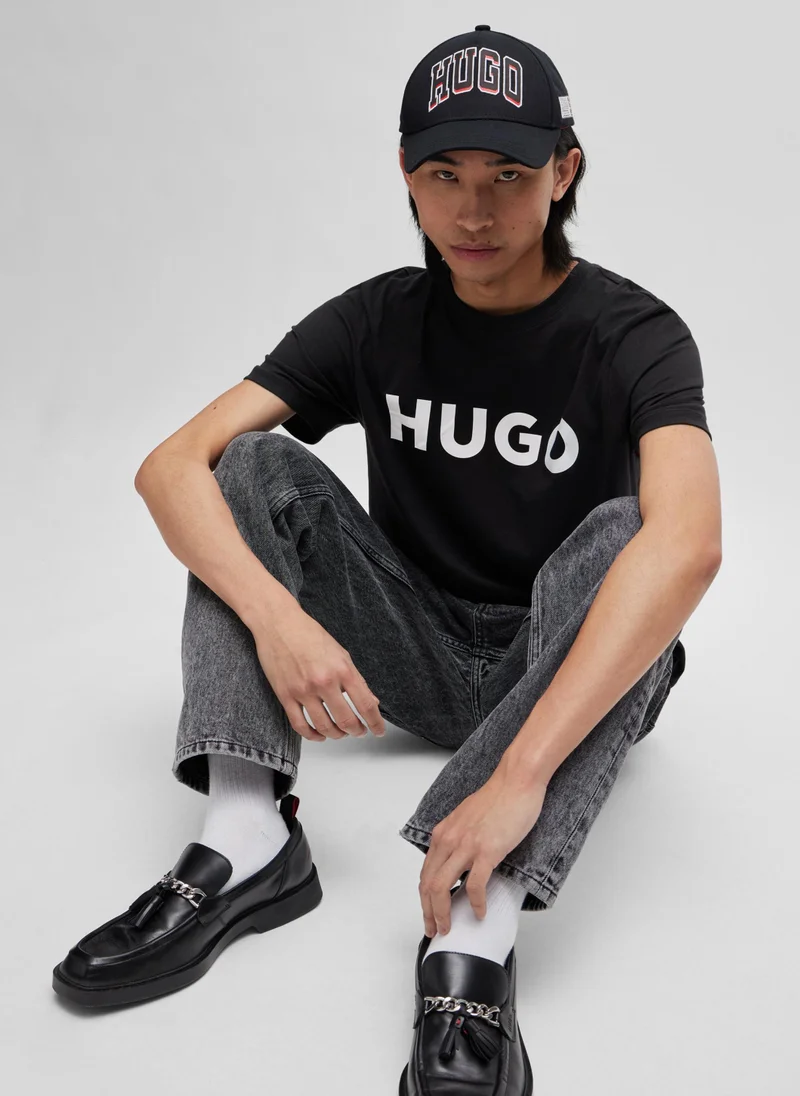 HUGO Contrast-logo T-shirt in cotton jersey