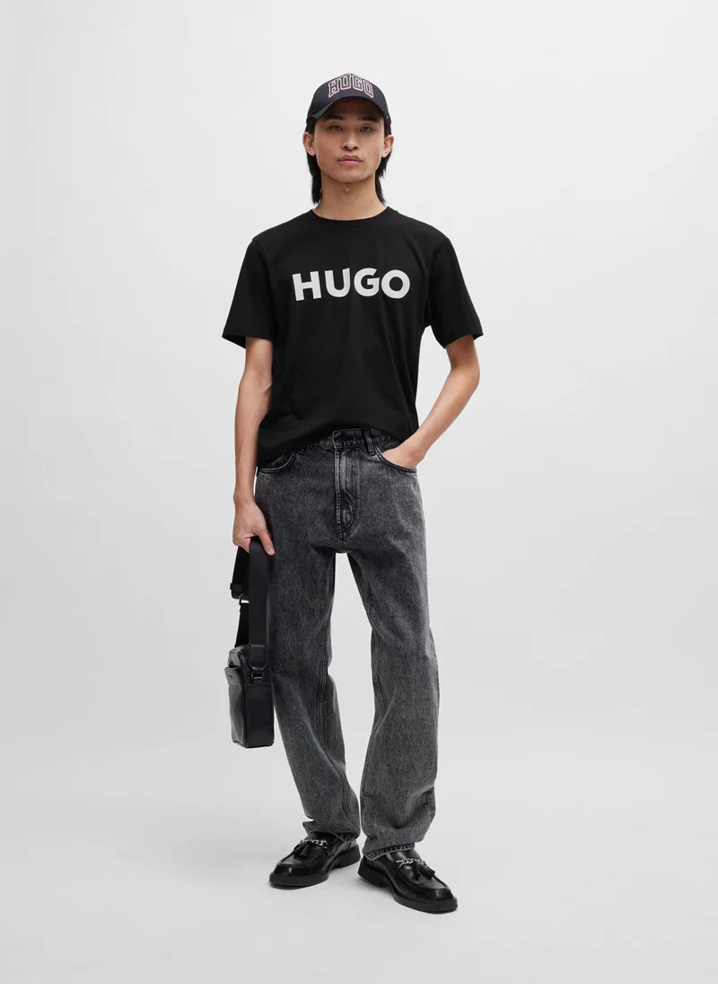 HUGO Contrast-logo T-shirt in cotton jersey