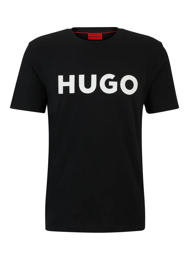 HUGO Contrast-logo T-shirt in cotton jersey