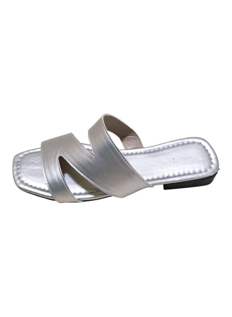 Karisma Flat Squared Toe Slippers With Three Strap Cut Design - Image 3