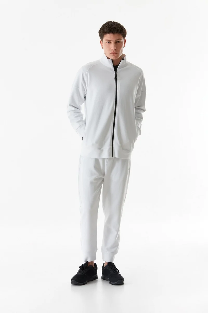 فولامودا Basic Double Pocket Zippered Stand Collar Sweatshirt