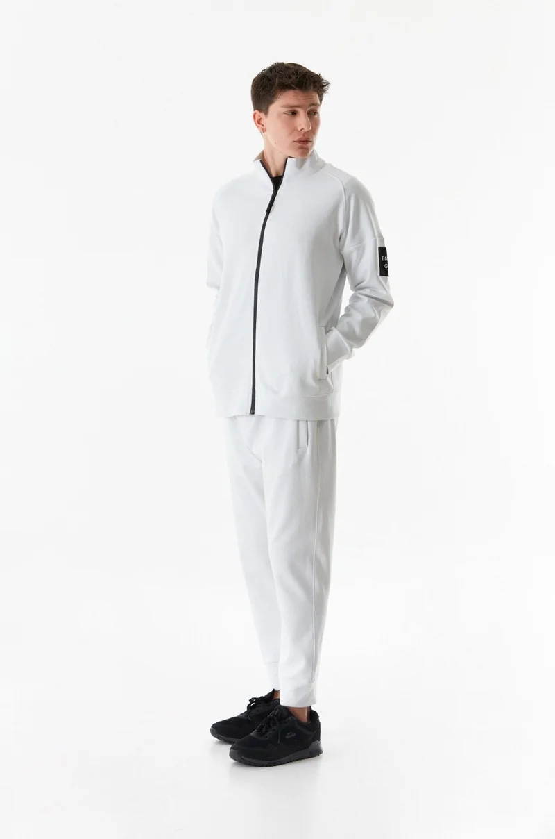 فولامودا Basic Double Pocket Zippered Stand Collar Sweatshirt