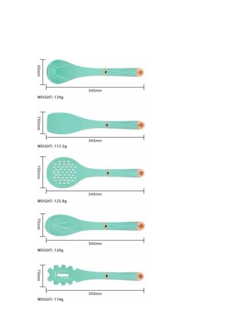 Kitchen Utensil Set Tools Silicon Serving Spoon Set -6 Pieces (5 Pieces +Stand) -Pink - Image 5