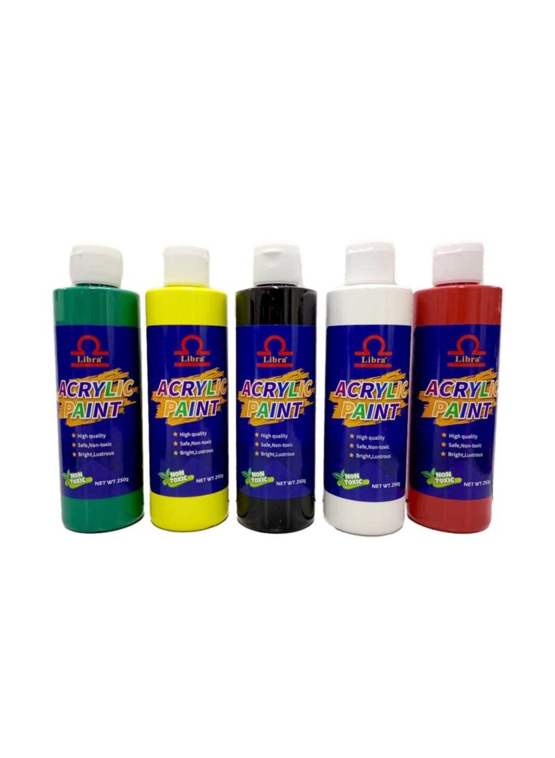 Libra Acrylic Paint (Bottle Packaging) Pack of 5 - Image 1
