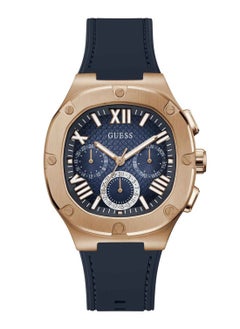 GUESS Men's Headline Chronograph Rose Gold Case Blue Silicone Band Watch GW0571G2 - 42mm  - Image 1