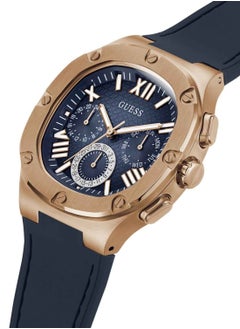 GUESS Men's Headline Chronograph Rose Gold Case Blue Silicone Band Watch GW0571G2 - 42mm  - Image 4