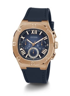 GUESS Men's Headline Chronograph Rose Gold Case Blue Silicone Band Watch GW0571G2 - 42mm  - Image 5