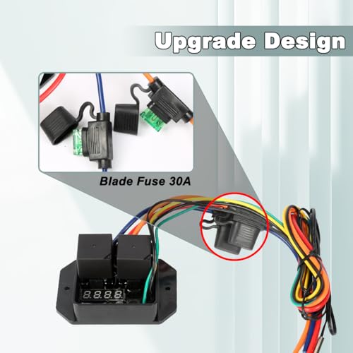JUNRUO Digital Thermatic Fan Switch Kit #0444,12V and 24V, Adjustable Temperature Range Digital Electric Thermatic Dual Electric Fan Switch Kit - Image 5