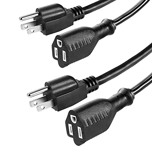 DanYee UL Listed Waterproof Power Extension Cord,DanYee Indoor/Outdoor(Marked General Use on The Tag) 16 AWG Heavy Duty AC SJTW Electrical Extension Cable (NEMA 5-15P to NEMA 5-15R)(3FT 2PACK,Black) - Image 1
