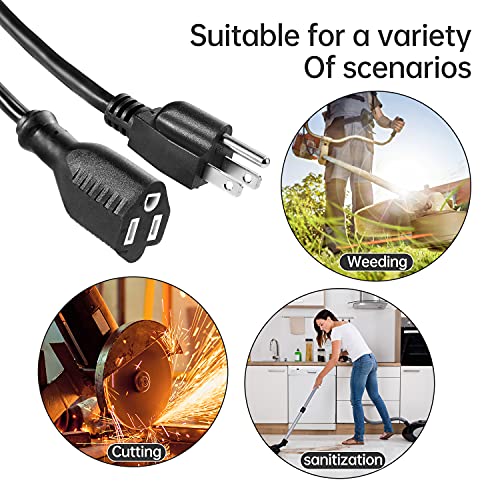 DanYee UL Listed Waterproof Power Extension Cord,DanYee Indoor/Outdoor(Marked General Use on The Tag) 16 AWG Heavy Duty AC SJTW Electrical Extension Cable (NEMA 5-15P to NEMA 5-15R)(3FT 2PACK,Black) - Image 5