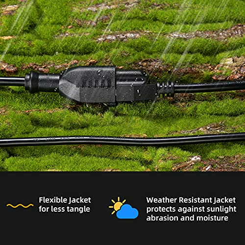 DanYee UL Listed Waterproof Power Extension Cord,DanYee Indoor/Outdoor(Marked General Use on The Tag) 16 AWG Heavy Duty AC SJTW Electrical Extension Cable (NEMA 5-15P to NEMA 5-15R)(3FT 2PACK,Black) - Image 4