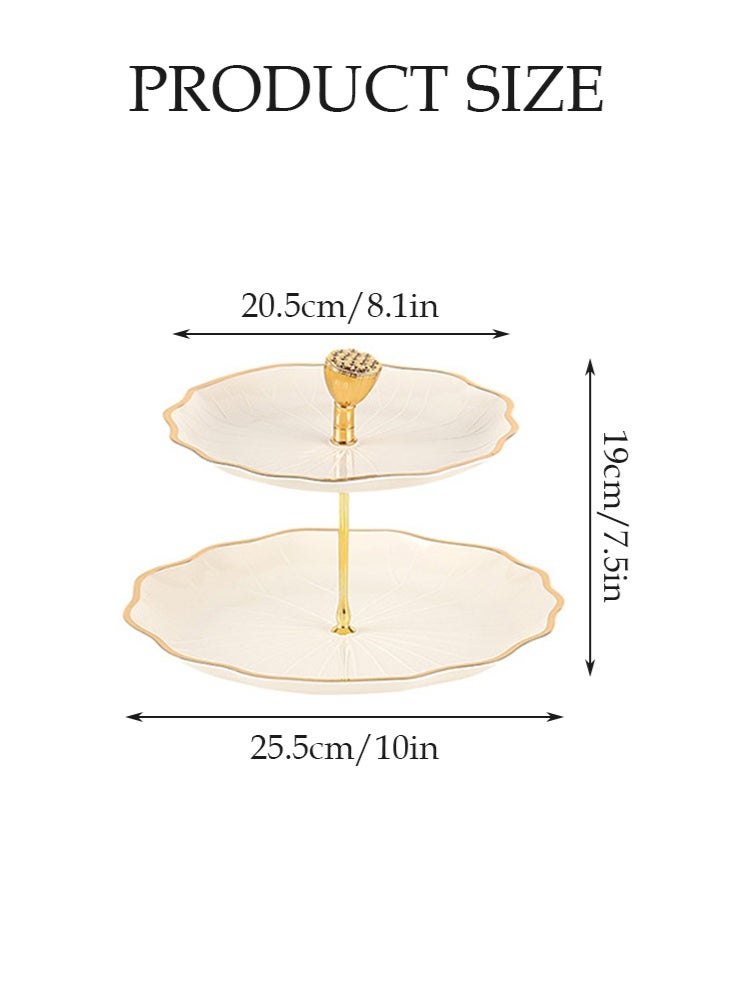 أوبتيا حامل كعك سيراميك من طبقتين لحفلات الزفاف، حامل كب كيك للحلوى لحفلات الشاي، طبق تقديم - Image 2