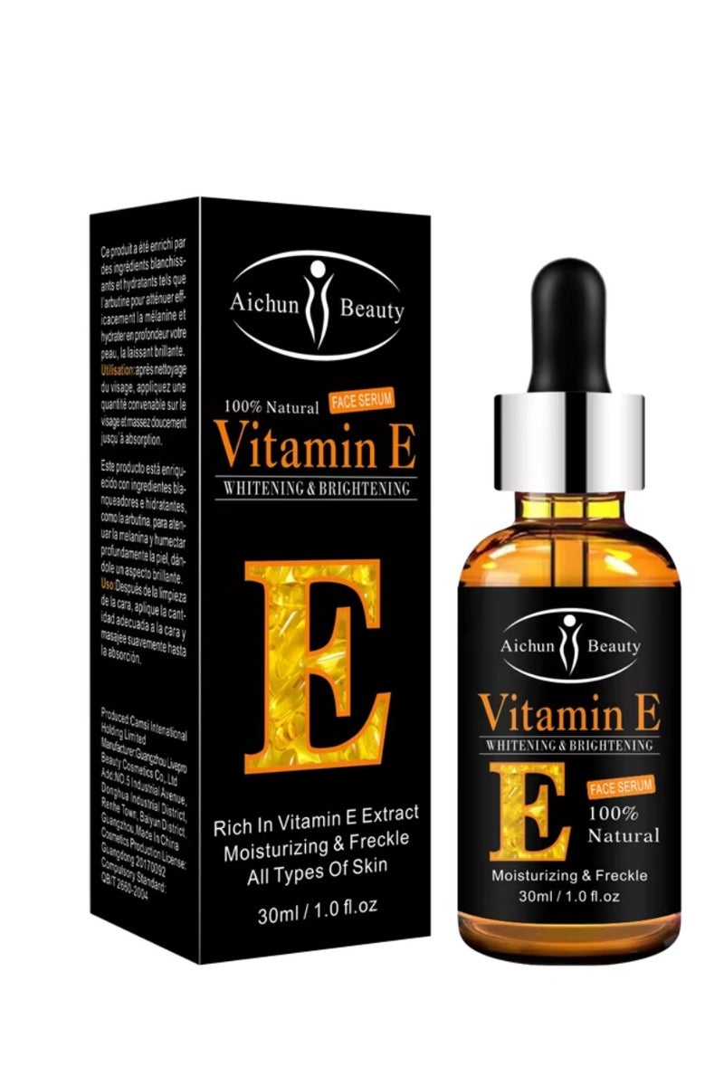 Aichun beauty Vitamin E Whitening and Brightening Face Serum Brightening Wrinkle Removal Skin Care Essence Natural Firming Serum Oil Vitamin E Oil Moisturizing Whitening Facial Care Face Oil Vitamin E Serum 30ml - Image 1