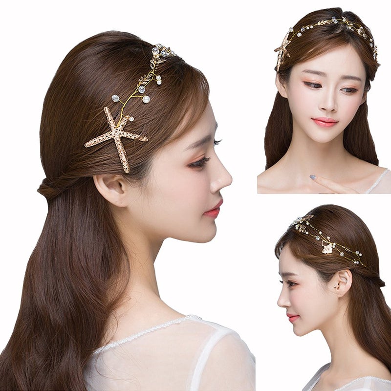 Scala Boutique Starfish Hairpins Wedding Wedding Hair Accessories Goldtone Flower Bridal Hair Pearl Jewelry Comb Hair Pins Bridal Accessories Gold