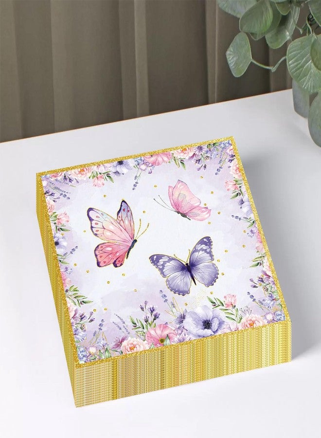 Ysqool 20 Pack Purple Butterfly Napkins,Disposable Flower Paper Napkins for Weddings Birthdays Baby Showers Parties and Table Decorations,Spring Summer Garden Theme Decorative Cocktail and Luncheon Napkins - Image 4