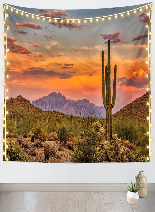 Loccor 80''x60'' Desert Cactus Tapestry Mexico National Park Desert Desolate Place Huge Cactuses Wildness Weathered Mountains Wall Hangings for Adults Kids Bedroom Drom Decor - Image 2