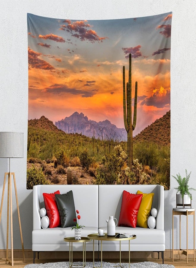 Loccor 80''x60'' Desert Cactus Tapestry Mexico National Park Desert Desolate Place Huge Cactuses Wildness Weathered Mountains Wall Hangings for Adults Kids Bedroom Drom Decor - Image 3