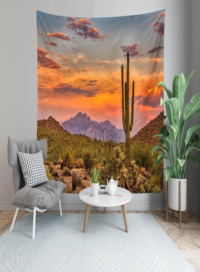 Loccor 80''x60'' Desert Cactus Tapestry Mexico National Park Desert Desolate Place Huge Cactuses Wildness Weathered Mountains Wall Hangings for Adults Kids Bedroom Drom Decor - Image 5