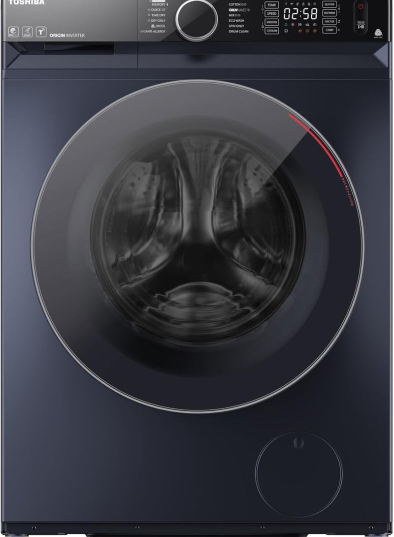 توشيبا Toshiba Washing Machine Capacity 10.5 Kg - Inverter - 1400 RPM - Wifi - Steam Wash - Morandi Grey - TW-BK115GF4EG(MK) 10.5 kg TW-BK115GF4EG(MK) Morandi Grey - Image 1
