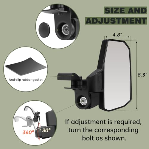 SHEJISI Ranger Side Mirrors,The Spring Back Feature Allows Easy Reset After Fold,2024 New SHEJISI UTV Mirrors Compatible with Polaris Ranger 570 900 1000,Polaris General,Can Am Defender HD 10 8,2021+Commander - Image 5