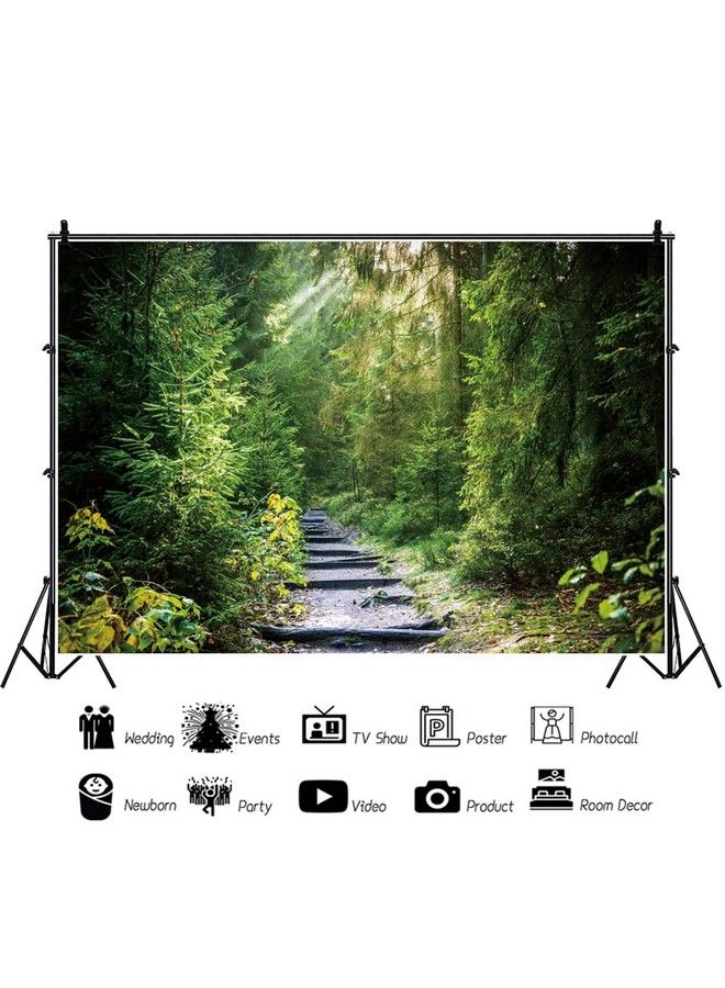 Laeacco 10X6.5Ft Summer Tropical Rainforest Backdrop Tropical Safari Plants Natural Scenery Photography Background Jungle Forest Trees Narrow Path Sunlight Wedding Photo Studio Birthday Party Decor - Image 4