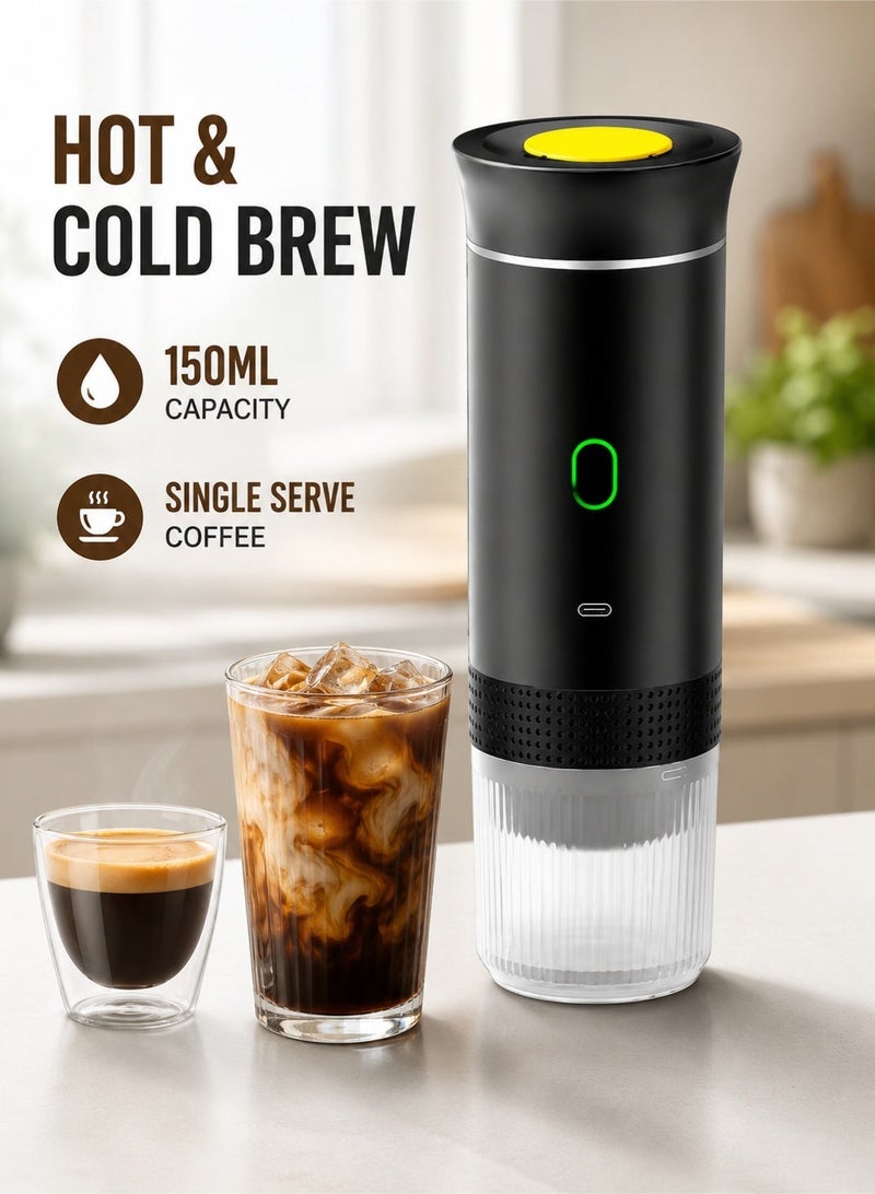 Leoxol Cordless Portable Coffee Machine | 150ml Travel Espresso Maker | 3 In 1 Capsule And Ground Coffee Maker | Hot Cold Brew | USB Rechargeable - Image 3