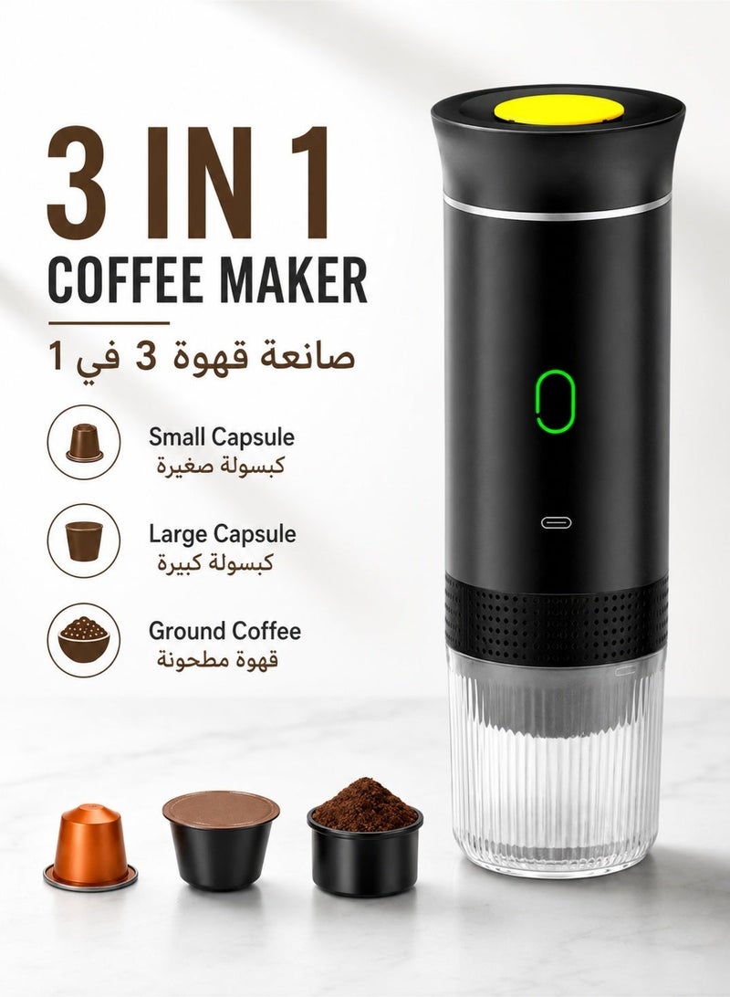 Leoxol Cordless Portable Coffee Machine | 150ml Travel Espresso Maker | 3 In 1 Capsule And Ground Coffee Maker | Hot Cold Brew | USB Rechargeable - Image 1