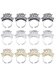 BinaryABC Happy New Year Headband Tiara,New Years Party Favor,New Years Eve Party Decorations 12Pcs  - Image 2