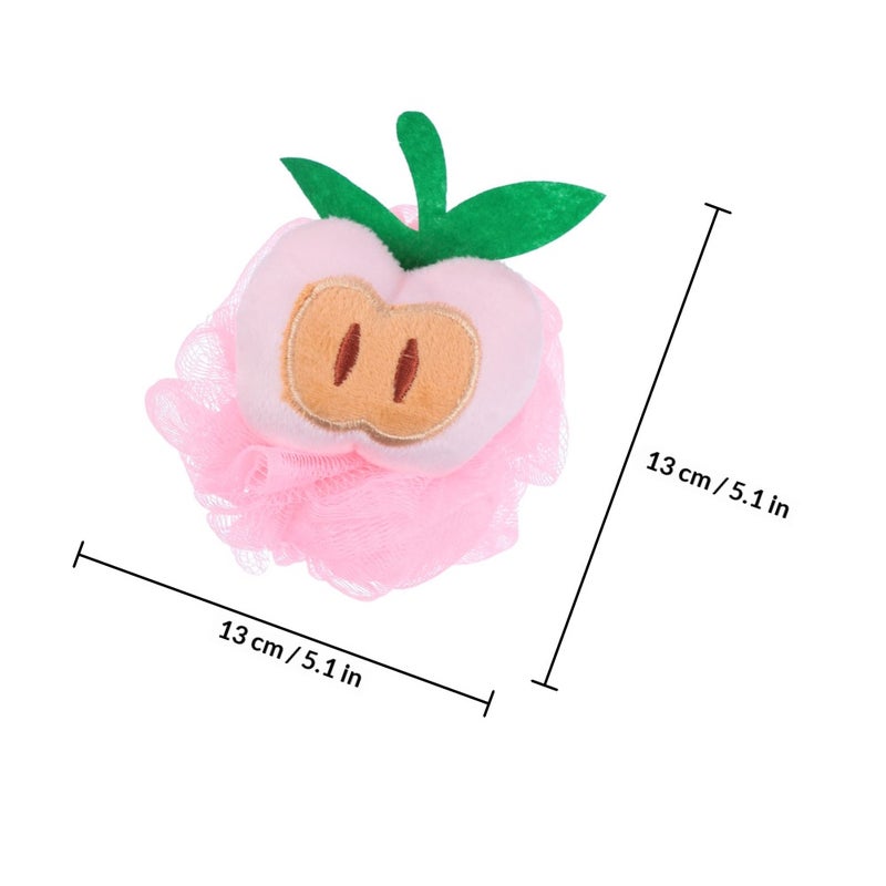 6PCS Fruit Shaped Soft Bath Ball Cartoon Sponge Shower Mesh Ball for Women Men Kids Peach Pineapple Watermelon Apple Mango Strawberry - Image 2